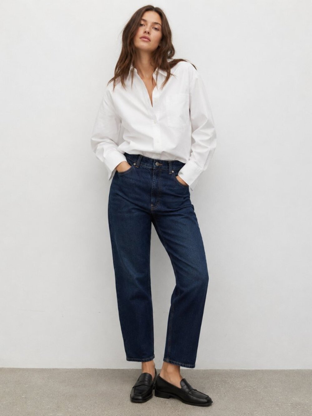 Zara High Rise Straight Leg Dark Wash Jeans Size US 8 EU 40